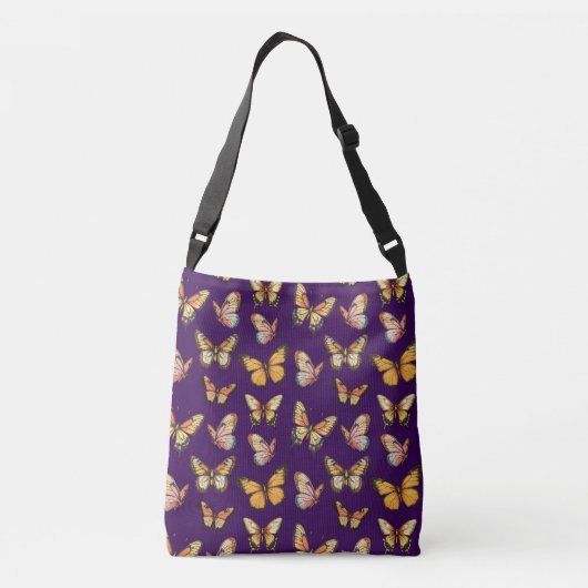 Vlinder naadloos patroon. monarchvlinder crossbody tas (Achterkant)