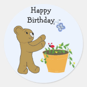 Vlinder najagen - Gelukkige verjaardag Ronde Sticker