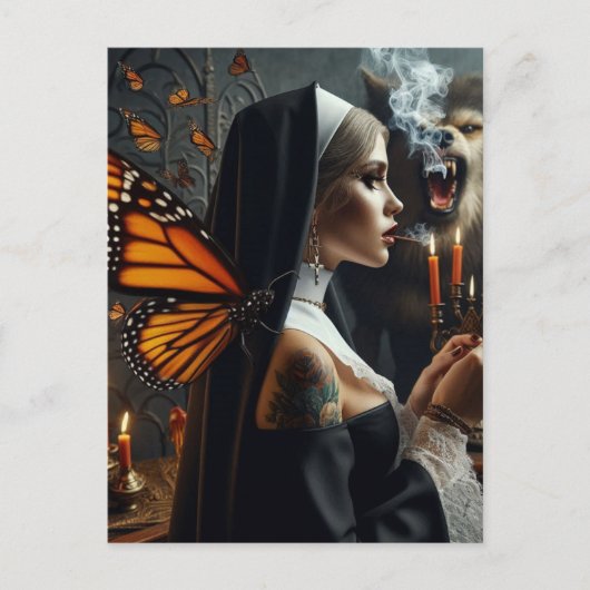 Vlinder non weerwolf horror briefkaart (Voorkant)