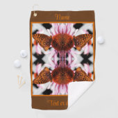 Vlinder op Coneflower Abstract gepersonaliseerd Golfhanddoek (Insitu)