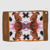 Vlinder op Coneflower Abstract gepersonaliseerd Golfhanddoek (Horizontaal)