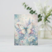 vlinder op de bloemen briefkaart (Staand voorkant)