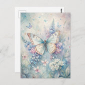 vlinder op de bloemen briefkaart (Voorkant / Achterkant)