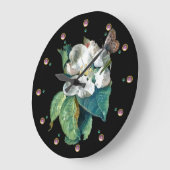 VLINDER OP DE WITTE BLOEM  ZWARTE BLOEMEN GROTE KLOK (Hoek)