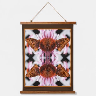 Vlinder op echinacea bloem Abstract Hangend Wandkleed