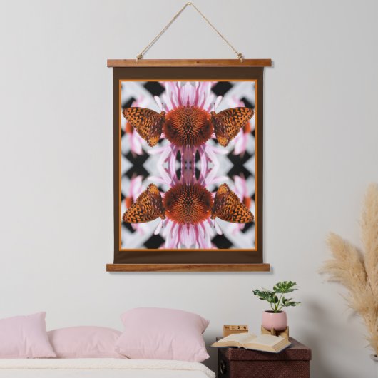 Vlinder op echinacea bloem Abstract Hangend Wandkleed (Slaapkamer)