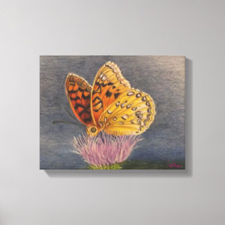Vlinder op een Distel Canvas Afdruk