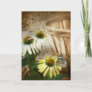 Vlinder Op Een Kegel Bloem Verjaardag Kaart