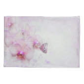 Vlinder op een roze orchidee bloesem met bubbels kussensloop (Achterkant-Links)