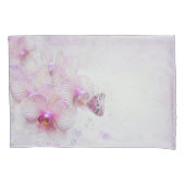 Vlinder op een roze orchidee bloesem met bubbels kussensloop (Voorkant-Links)