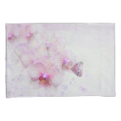 Vlinder op een roze orchidee bloesem met bubbels kussensloop (Voorkant-Rechts)