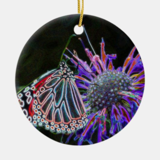 Vlinder op Flower Digital Art Ornament (Voorkant)