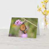 Vlinder op het Wenskaart van de Bloem (Spatie Kaart (Gele Bloem)