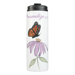 Vlinder op Kegel Bloem Thermische Tumbler Thermosbeker