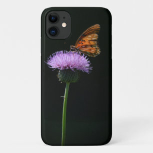 Vlinder op Paarse Wildflower Telefoon Case