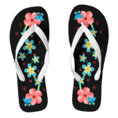 Vlinder op roze en blauwe bloemen Teenslippers (Voetbed)