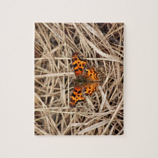 Vlinder op stro legpuzzel (Verticaal)