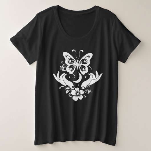 Vlinder Open Handen Celestial Botanical T-shirt (Design voorkant)