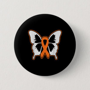 Vlinder Oranje Lint Funny Leukemie Bewustzijn F Ronde Button 5,7 Cm