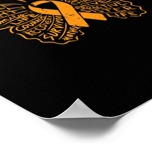 Vlinder Oranje lintkanker Leukemie Bewustzijn Poster (Hoek)