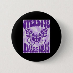 Vlinder Overdosis Awareness Paarse Lint Ronde Button 5,7 Cm