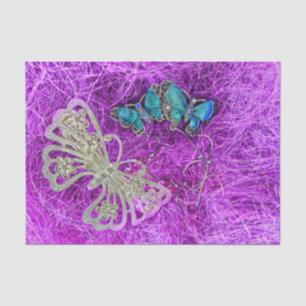 Vlinder Paars Turquoise Blauw Goud Elegant Tissuepapier