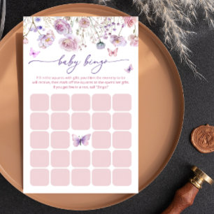 Vlinder Paarse en Roze Baby shower Bingo Spel