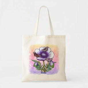 Vlinder Paarse Klaproos Tote Bag