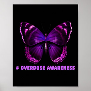Vlinder Paarse lint Overdosis Awareness Design Poster
