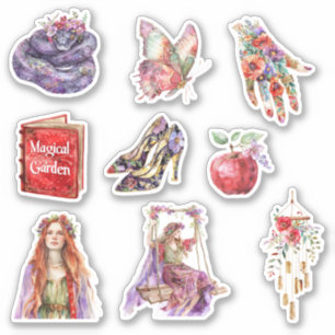 Vlinder Paarse Slang Bloem Tuin Sticker