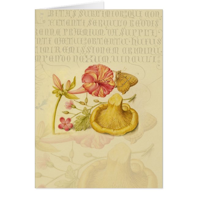 Vlinder Paddestoel Bloem Waterverf Schilderij (Voorkant)