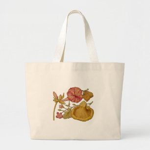 Vlinder Paddestoel Bloem Waterverf Schilderij Grote Tote Bag