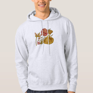 Vlinder Paddestoel Bloem Waterverf Schilderij Hoodie
