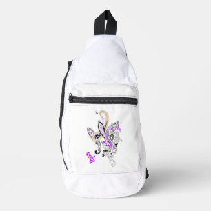 Vlinder Paisley Slingtas Paarse Bloemen Sling Bag