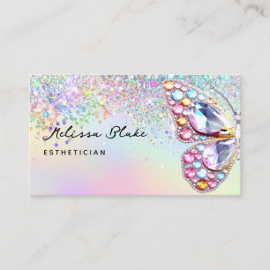 vlinder pareltjes faux pastel glitter visitekaartje