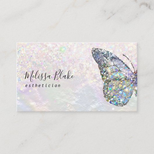 vlinder pastel glitter visitekaartje (Voorkant)
