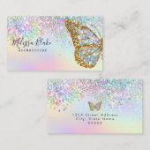 vlinder pastel glitter visitekaartje (Voorkant / Achterkant)