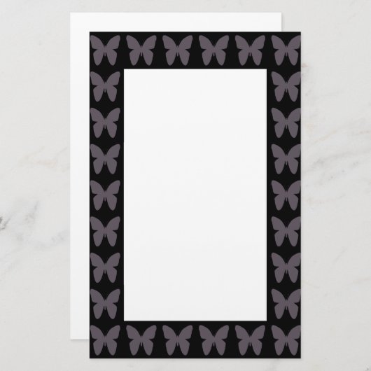 Vlinder patronen vlinders in zwart-wit briefpapier (Voorkant / Achterkant)