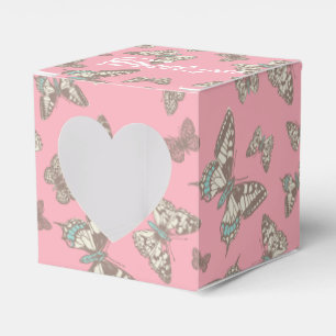 Vlinder patroon roze dank u bruiloft gunst doos bedankdoosjes