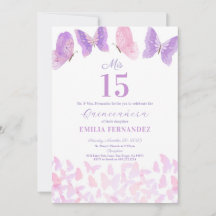 Vlinder Quinceanera 15e verjaardagsuitnodiging