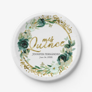 Vlinder Quinceanera Papieren Borden Groen Bloemmot Bordje