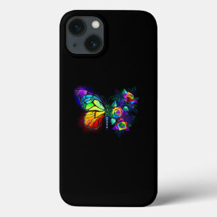 Vlinder regenboog bloem iPhone 13 hoesje