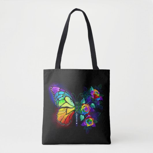 Vlinder regenboog bloem draagtas (Voorkant)
