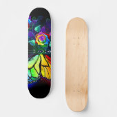 Vlinder regenboog bloem skateboard (Voorkant)