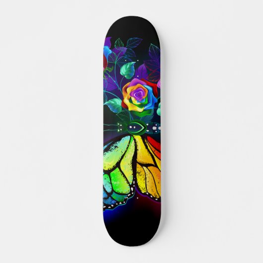 Vlinder regenboog bloem skateboard (Voorkant)
