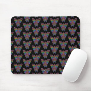 Vlinder Regenboog (patroon zwart) - Muismat