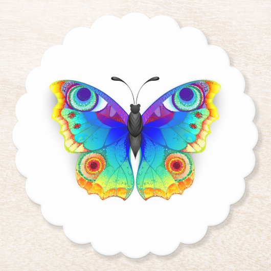 Vlinder Regenboog Pauwenoog Kartonnen Onderzetters (Voorkant)