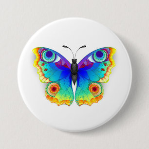 Vlinder Regenboog Pauwenoog Ronde Button 7,6 Cm
