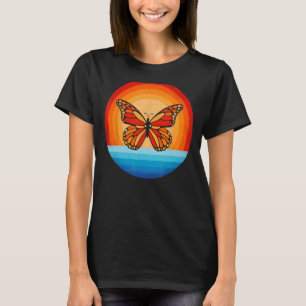 Vlinder Retro 70s Zonsondergang Monarch Insect T-shirt