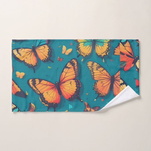 Vlinder Retro Kleurrijk Gepersonaliseerd Patroon Bad Handdoek (Handdoek)
